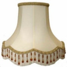 Carla ~ Bowed Scallop Empire Lampshade with Gold Braid, Fringing and Beads